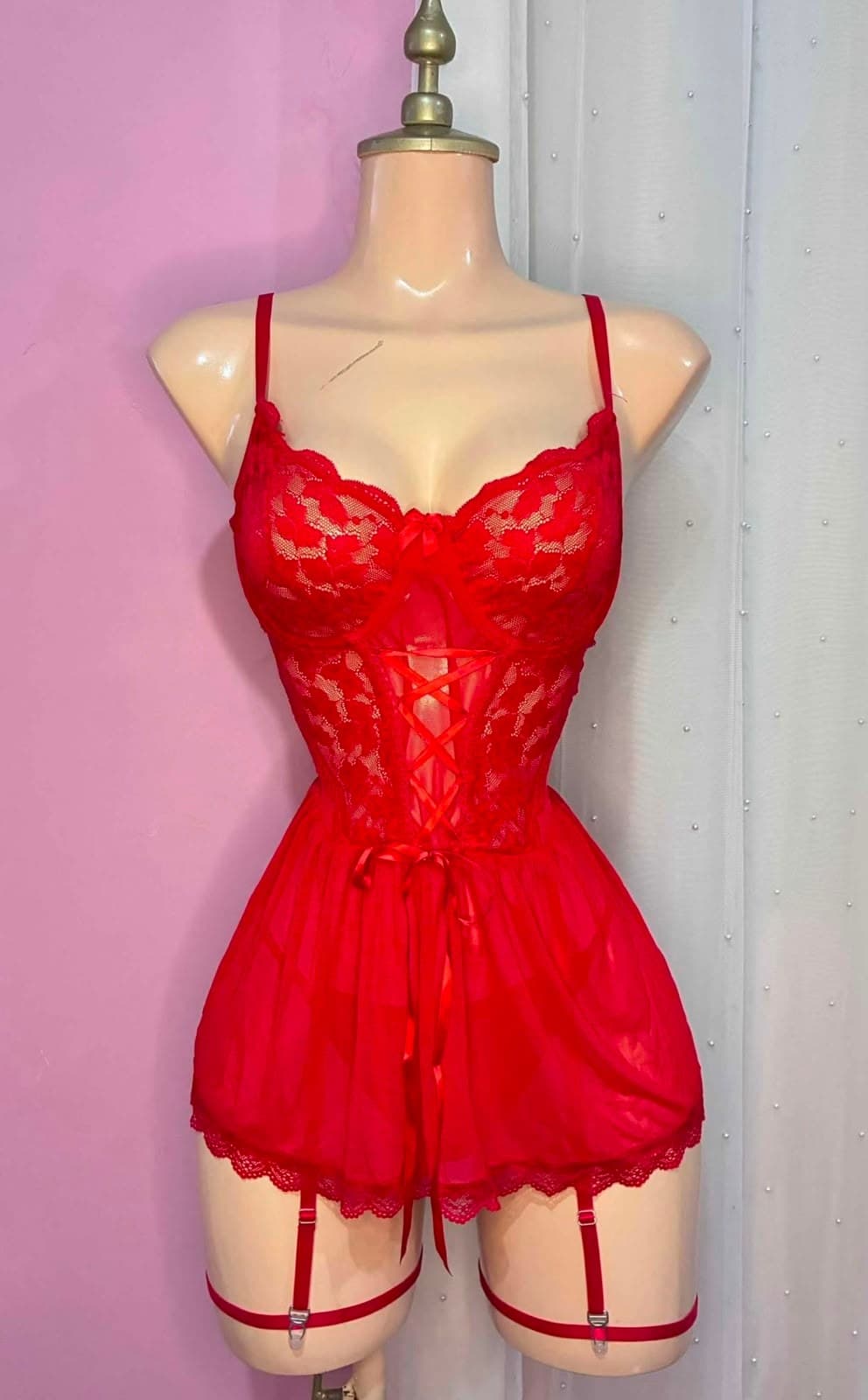 Camisón Corsé Rojo